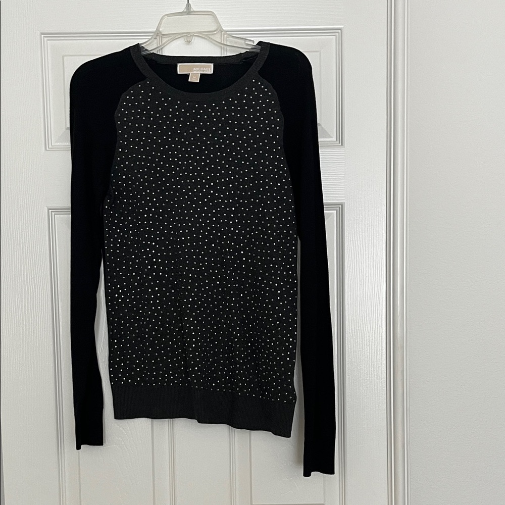 MICHAEL Black and Gray Studded by Sweater